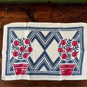 Vintage 1940s Linen Print Textile